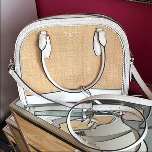Kate Spade Reiley Straw Large Satchel Crossbody Bag